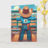 Western Little Cowboy 4. Geburtstag Rodeo Custom Karte (Gelbe Blume)