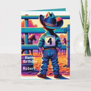 Western Little Cowboy 4. Geburtstag Rodeo Custom Karte