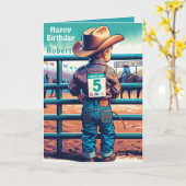 Western Little Cowboy 5. Geburtstag Rodeo Custom Karte (Gelbe Blume)