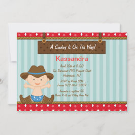 Western Little Cowboy Baby Dusche Einladung