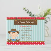 Western Little Cowboy Baby Dusche Einladung (Stehend Vorderseite)