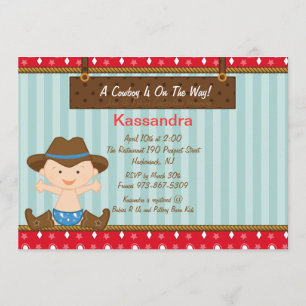 Western Little Cowboy Baby Dusche Einladung