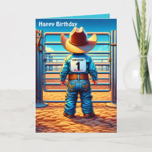 Western Little Cowboy Erstgeburt Rodeo Custom Karte