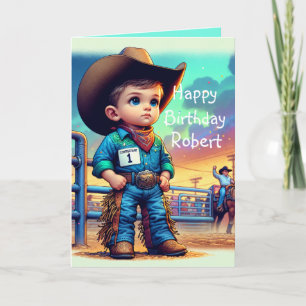 Western Little Cowboy Erstgeburt Rodeo Custom Karte