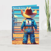 Western Little Cowboy Erstgeburt Rodeo Custom Karte (Vorderseite)