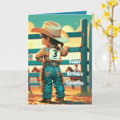 Western Little Cowgirl 3. Geburtstag Rodeo Custom Karte (Gelbe Blume)