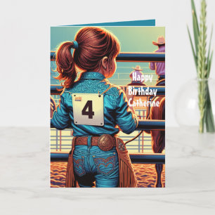 Western Little Cowgirl 4. Geburtstag Rodeo Custom Karte