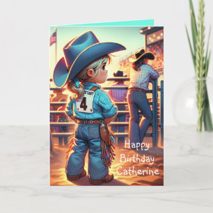 Western Little Cowgirl 4. Geburtstag Rodeo Custom Karte