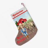 Western Little Cowgirl mit Pferd und Stall Kleiner Weihnachtsstrumpf (Rückseite (Hängend))