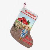 Western Little Cowgirl mit Pferd und Stall Kleiner Weihnachtsstrumpf (Vorderansicht (hängend))
