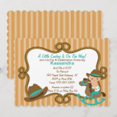 Western Little Green Cowboy Baby Dusche Einladung (Vorne/Hinten)