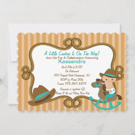 Western Little Green Cowboy Baby Dusche Einladung