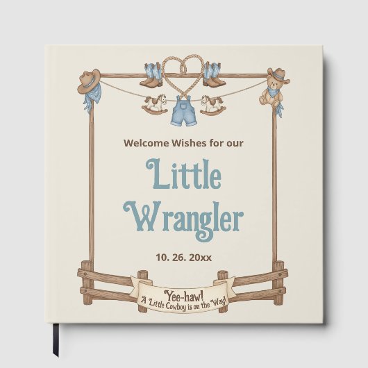 Western "Little Wrangler" Babydusche Gästebuch (Vorderseite)