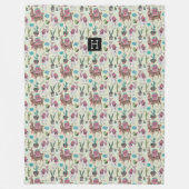 Western Llamas & Cactus | Große Fleecedecke (Vorderseite)