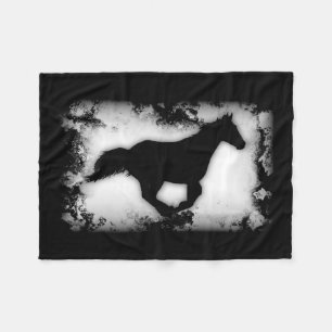 Western-Look Galloping Horse Silhouette Fleecedecke