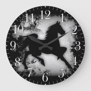 Western-Look Prancing Pferde Silhouette Große Wanduhr