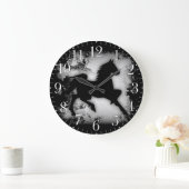 Western-Look Prancing Pferde Silhouette Große Wanduhr (Zuhause)