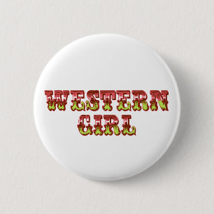 Western-Mädchen Cowgirl Rosa & Grün Wilder Westen Button