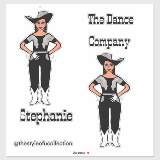Western Majorette / Tänzer Sticker Schwarzes Silbe (Blatt)