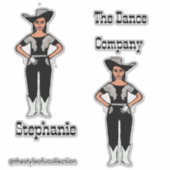 Western Majorette / Tänzer Sticker Schwarzes Silbe (Vorderseite)