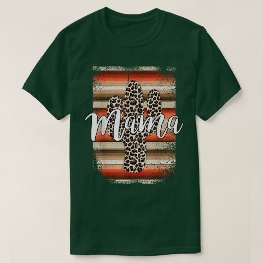 Western Mama Leopard Cactus Serape Cowgirl Rodeo M T-Shirt (Design vorne)