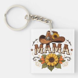 Western Mama Sunflower Cowgirl Design Schlüsselanhänger