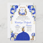 Western Mariachi Blue Rose Charro Quinceañera Einladung (Vorderseite)