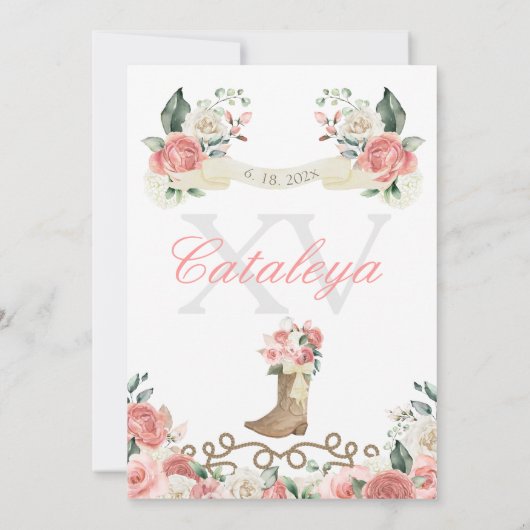 Western Mariachi Charro Quinceañera Einladung (Rückseite)