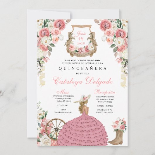 Western Mariachi Charro Quinceañera Einladung (Vorderseite)