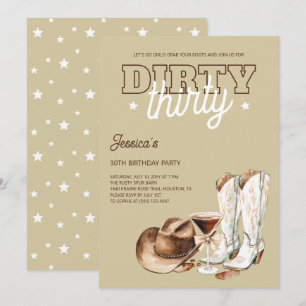 Western Martini Dirty Thirty 30. Geburtstagsfeier Einladung