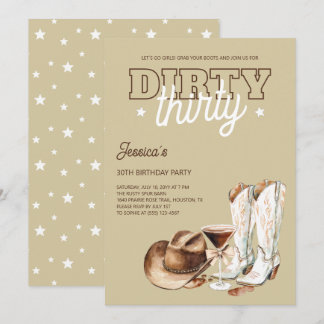 Western Martini Dirty Thirty 30. Geburtstagsfeier Einladung