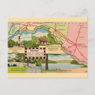 Western Maryland Vintag Map Postkarte