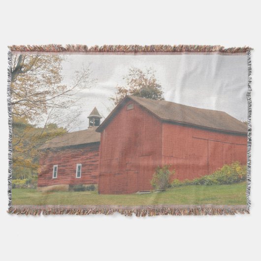 Western Mass Big Red Barn im Herbst Decke (Vorderseite)