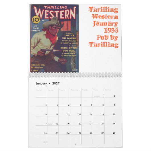 Western-Masse bedeckt Kalender 2012 (Jan 2027)