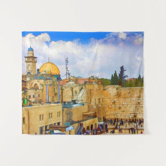 Western Mauer in Jerusalem (Mauer der Trauer) Wandteppich (Vorderseite (Horizontal))