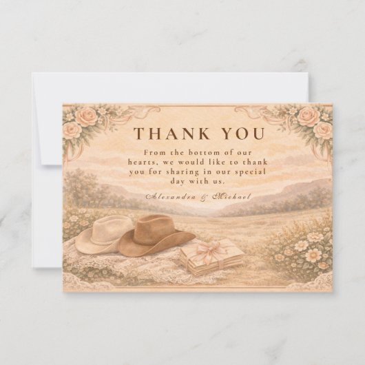 Western Meadow Keepsake Wedding Dankeskarte (Vorderseite)