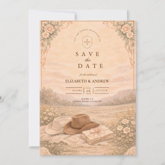 Western Meadow Keepsake Wedding Save The Date (Vorderseite)