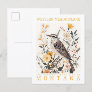 Western Meadowlark Bird of Montana USA Travel Postkarte
