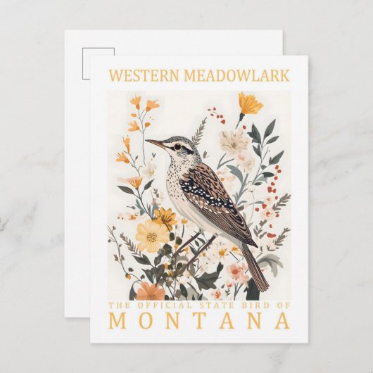 Western Meadowlark Bird of Montana USA Travel Postkarte (Vorne/Hinten)