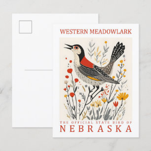 Western Meadowlark Bird of Nebraska USA Travel Postkarte