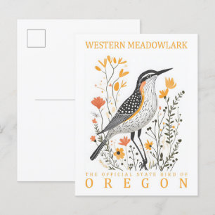 Western Meadowlark Bird of Oregon Travel Postkarte