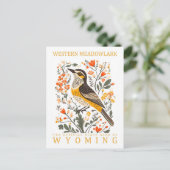 Western Meadowlark Bird of Wyoming Travel Postkarte (Stehend Vorderseite)
