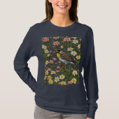 Western Meadowlark, umgeben von Bitterroot-Blume T-Shirt (Vorderseite)