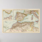 Western Mediterranean Map Poster (Vorne)