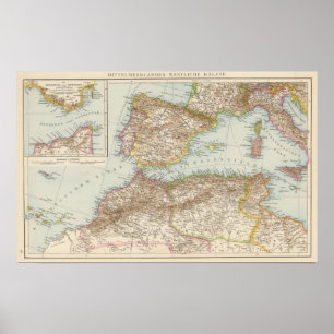 Western Mediterranean Map Poster