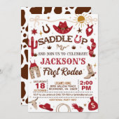 Western Mein erster Rodeo Geburtstag (rot) Einladung (Vorne/Hinten)