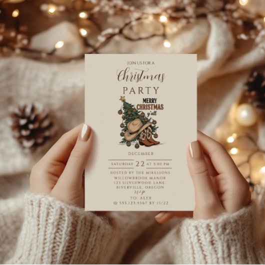 Western Merry Christmas Y’all Einladung