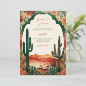 Western Mexican Cactus Wüste Wedding Einladung (Stehend Vorderseite)