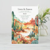 Western Mexican Cactus Wüste Wedding Einladung (Stehend Vorderseite)