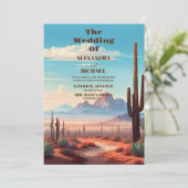 Western Mexican Cactus Wüstenhochzeit Einladung (Stehend Vorderseite)